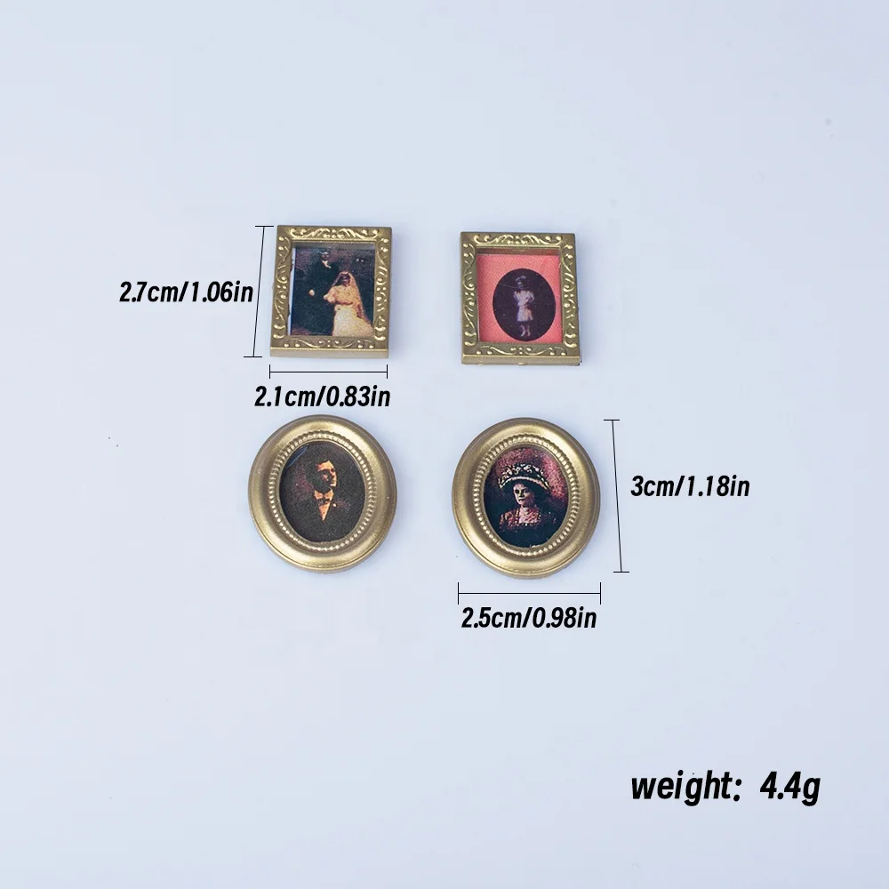 1/6 1/12 Doll House Simulation Miniature Mini Gold frame model Decoration