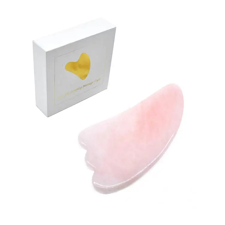 Wholesale Rose Quartz  Bulk Gua Sha Board Set  For Face Beauty Custom Private Label Packaging Box Thin Face Anti-Puff