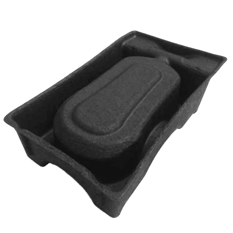 cosmetic Paper pulp products dry press mould molded pulp tray moulding pulp packaging black molded fiber tray