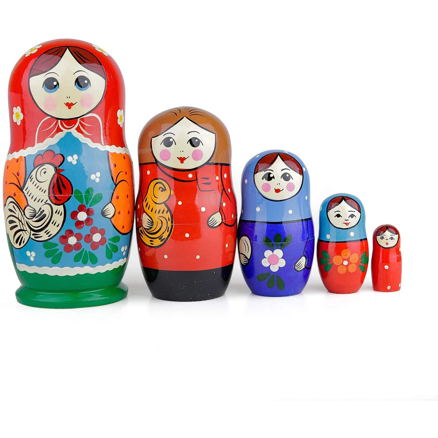 Popular And Cute Early Learning  Career Pretend rose wood matryoshka russian toys cartoons