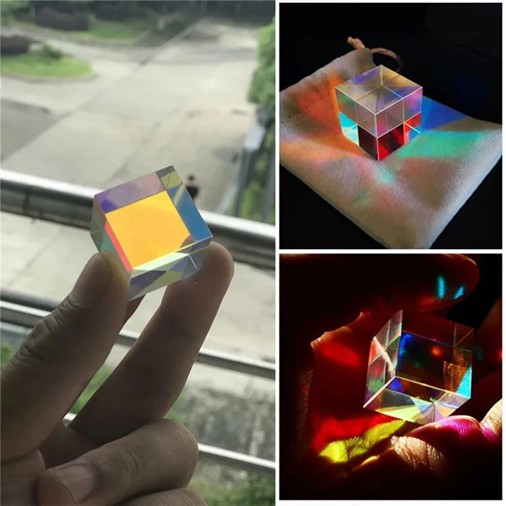 Optical Glass X-cube Dichroic Cube Design Cube Prism RGB Combiner Splitter Educational Gift Class Physics Educational Toy