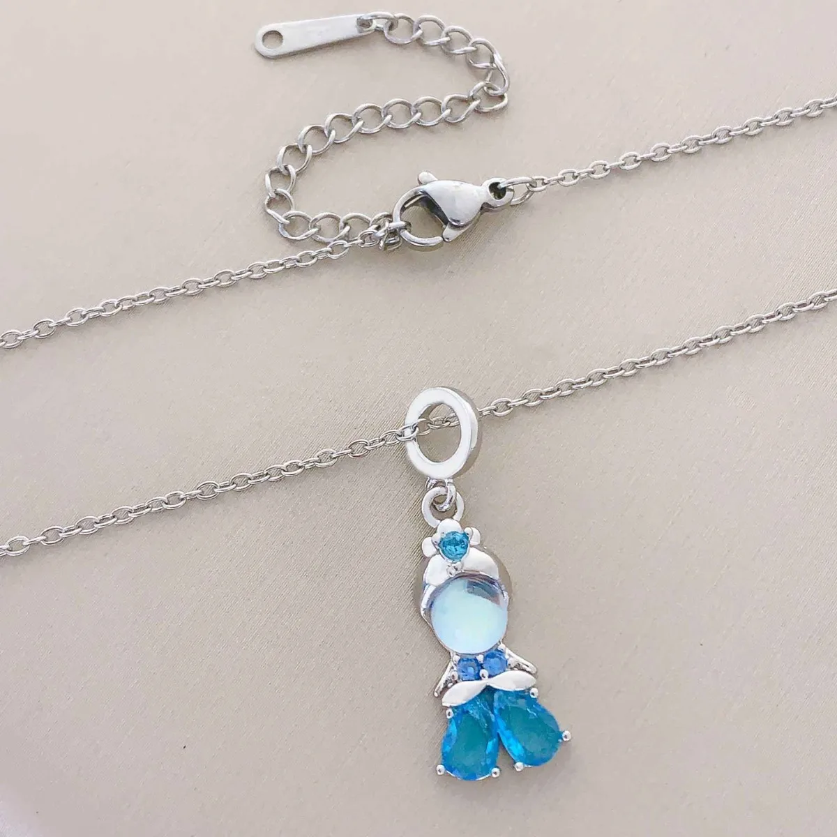 ODM Fashion Zircon Stainless Steel Pendant Necklace Cute Little Fairy Princess Necklace For Girl