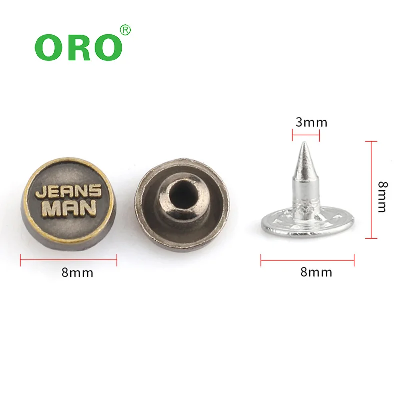 Various Sizes Single Head Rivet Close-End Rivets Type t Antique Brass Silver Metal Jeans Rivets Buttons for Garments