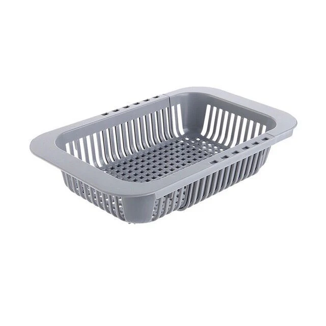 Multi-functional kitchen sink retractable draining rack storage basket