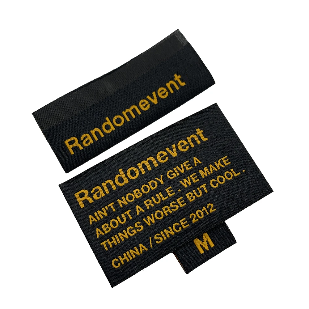 Wholesale Custom Famous Brand Name Logo Centerfold Machine Woven Damask Durable Clothes Labels for Clothing