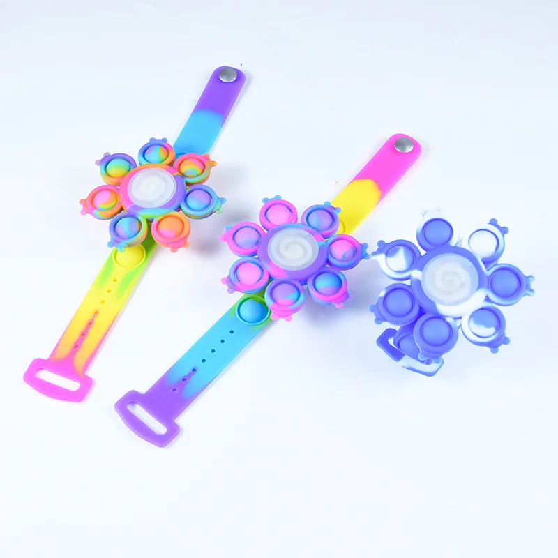 Silicone LED Bubble Pop Filp Octopus Fidget Spinner Bracelet Toy Pop Fidget Bracelet With Led Light