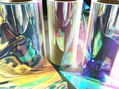 Royal Glory BOPP Laser Colorful Iridescent Metalized Holographic Film Roll For Packaging Lamination