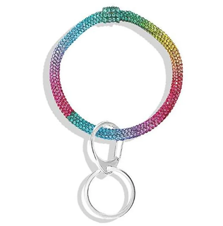  Wholesale Resin Bracelet Keychain Fashion Women Rhinestone Wrislet Colorful