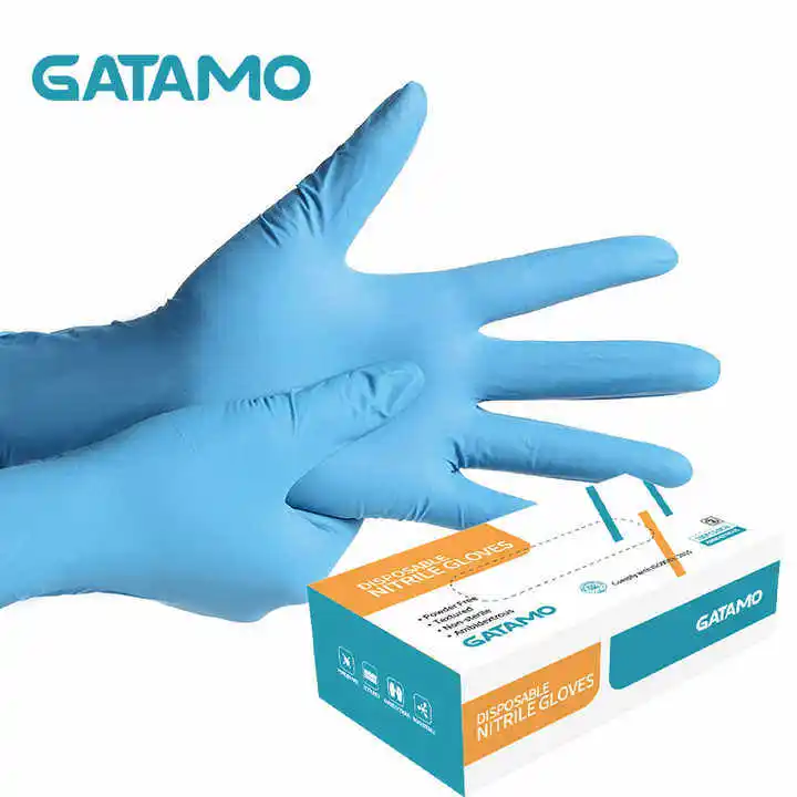 SN017 100 pcs Blue Nitrile Gloves powder-free nitrile exam gloves Dental Examination gloves without powder