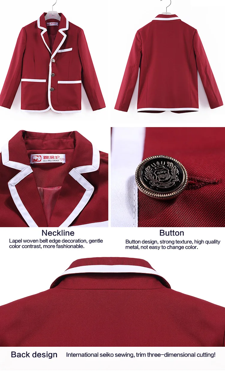 China Wholesale Manufacturer Kids Blazer School Uniform International High Primary Child School Uniform Costume 3-Piece