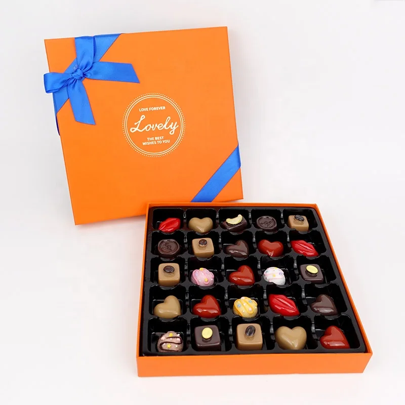 Custom luxury 9 25 truffles chocolate bonbon sweet rigid cardboard paper gift boxes packaging