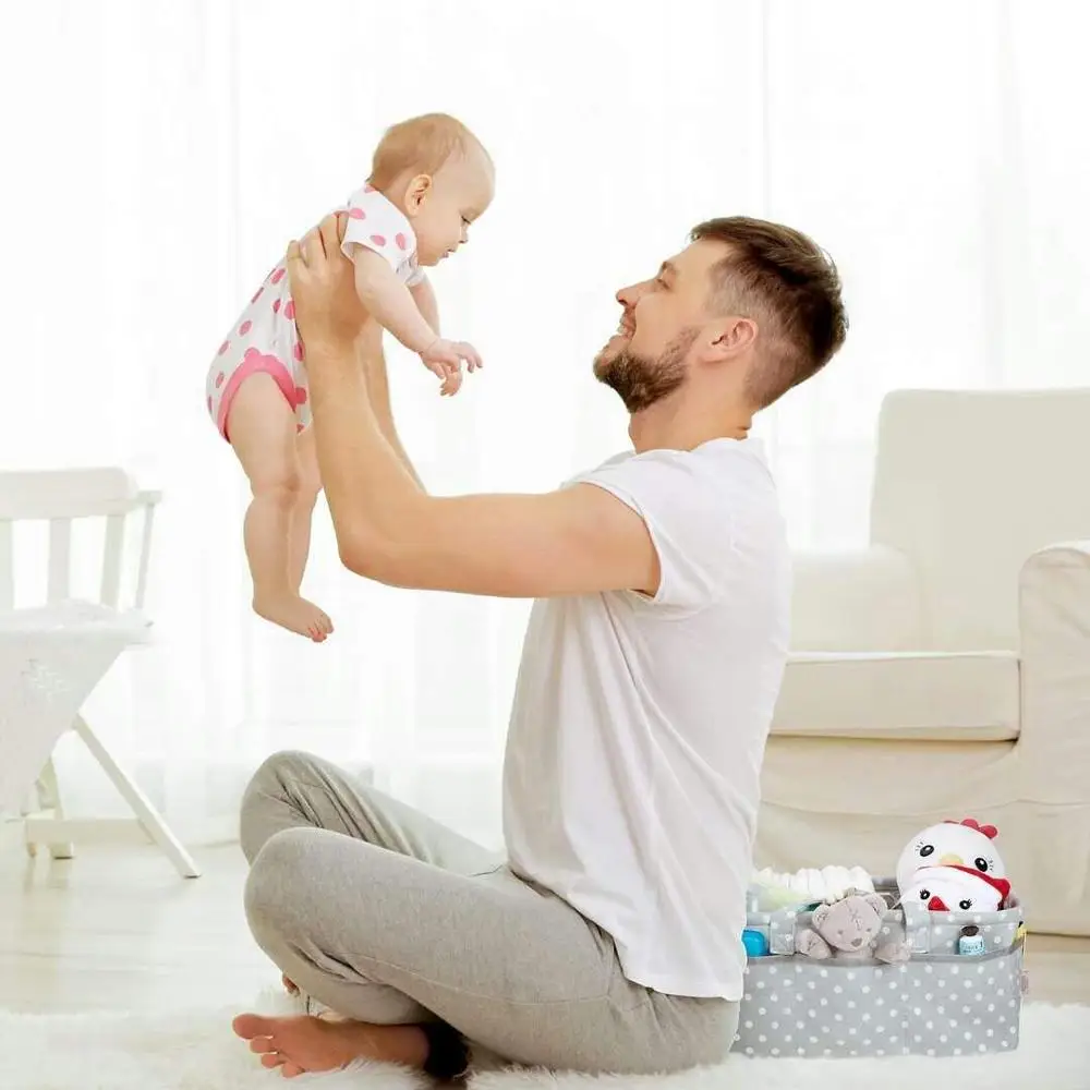 
Baby Nappy Caddy Organiser Canvas Portable Nursery Storage Lightweight 100% Cotton Durable Baby Diaper Caddy Customized CN;FUJ 