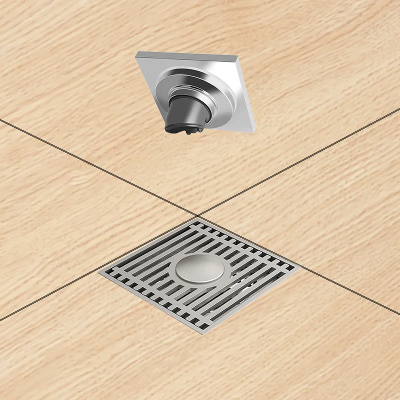 4 Inch Brass Floor Drain Strainer Tile Shower Drain Set With Flange and Cover Bath Hair Catcher Easy to Install Quick to Clean