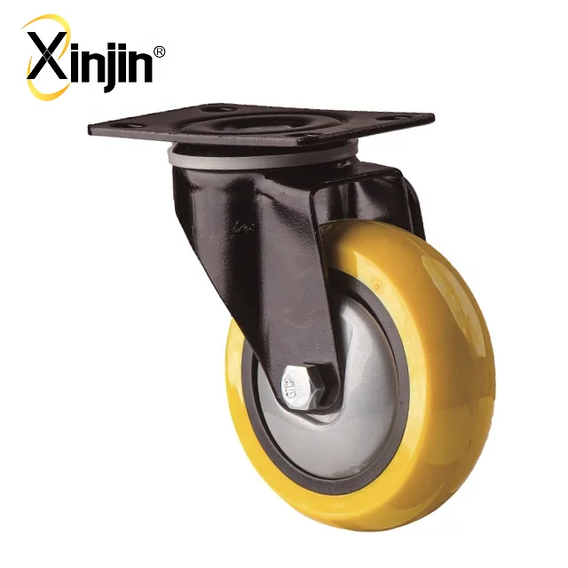 4 inch yellow color PU swivel caster wheel