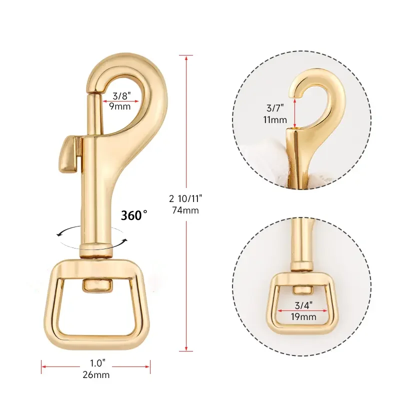 Customized Bag Hardware  Handbag Snap Hook Solid Brass Snap Hook Stainless Steel Snap Hook