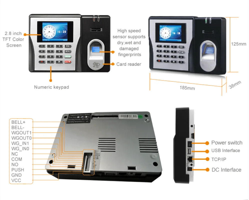 free sdk TCP IP USB Cloud software biometric fingerprint terminal time attendance device