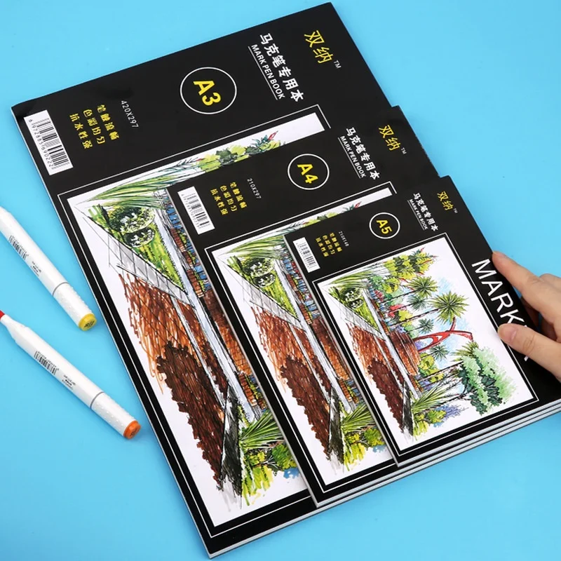 A3/A4/A5 Art Marker Paper Pad Portable Sketchbook 40 Sheets Markers Drawing Papers 120 GSMArt Paper fo r Drawing and Painting