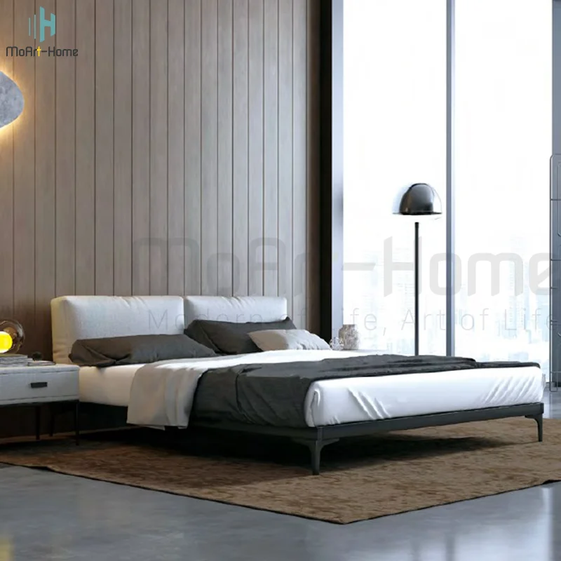 
New Bed Room Furniture Design Luxury Wood Frame Velvet King Size Bed 