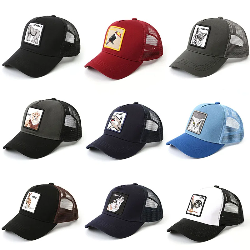 Custom Logo Bulk Fashion Design animal Plain embroidery baseball cap 5 panel trucker Mesh hats cap