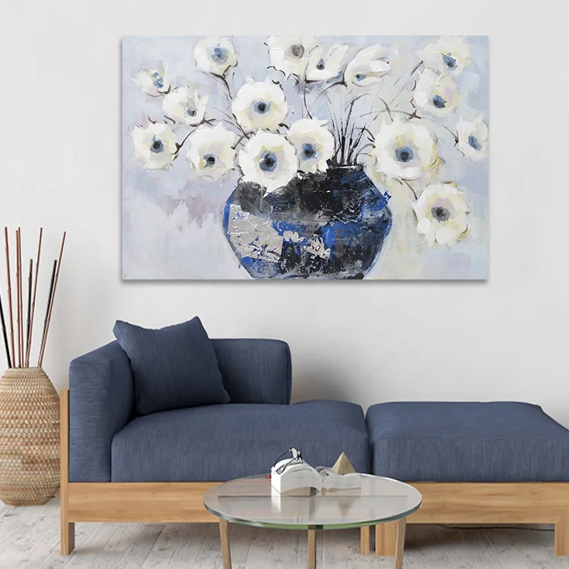 
Decorative colorful handpainted on canvas oil painting flowers amazon hot selling 