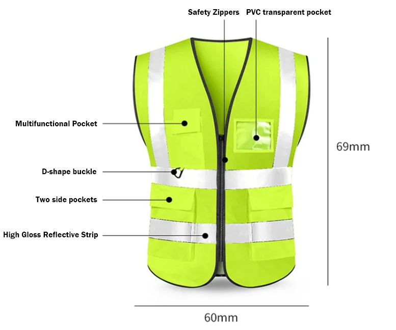 PPE work wear high vis reflective safety vest construction apparel safety clothing high visibility vest safety apparel