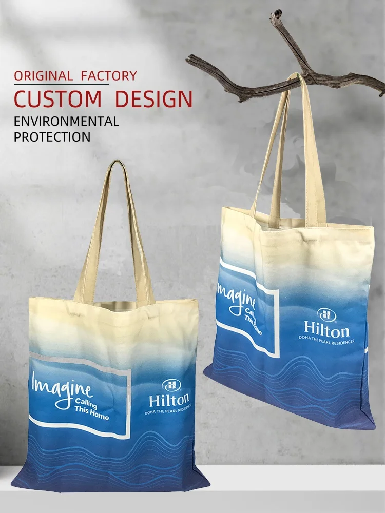 Custom Printed Logo Reusable Canvas Cotton Shopping Tote Bag for hotel and for fair