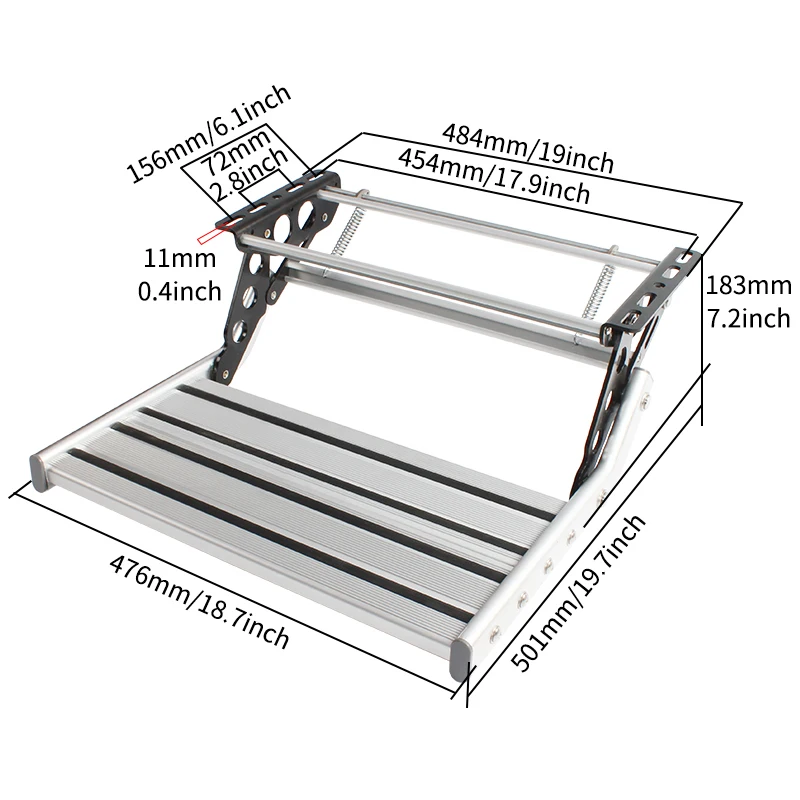 TYTXRVOEM Caravan Accessories 501*476*183mm Manual Pull Out 528mm Step Safe and Stable Anti-slip High strength Aluminum RV Step