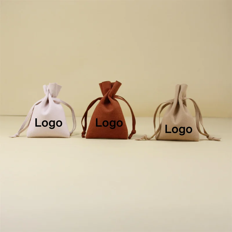 Custom Logo Colorful Luxury Drawstring Suede Bag Microfiber Dust Bag with Embossing Logo
