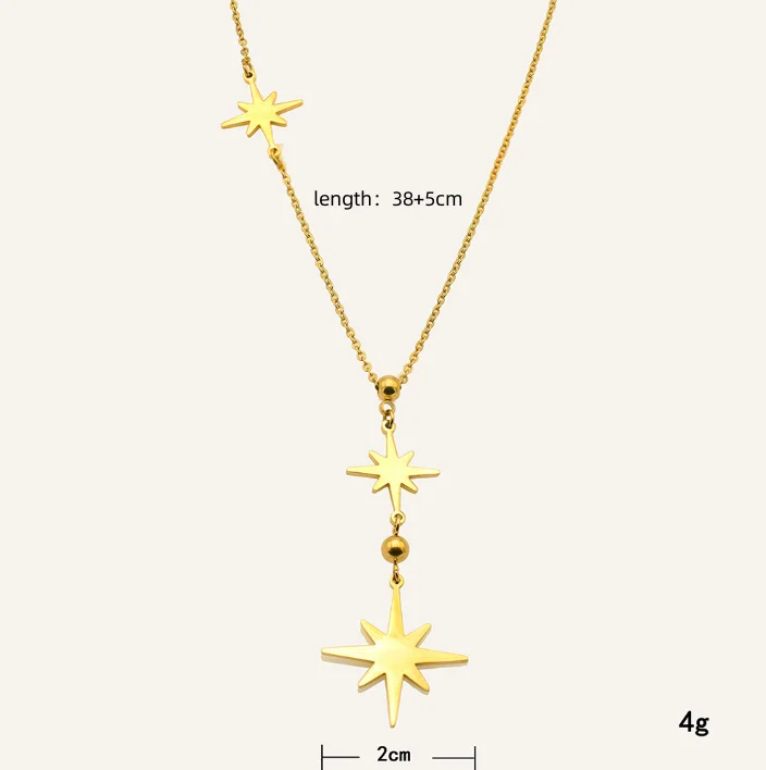 Eight Star Necklace Female Stainless Steel Collarbone Chain Niche Design Cold Style Temperament Net Red Simple Pendant Wholesale