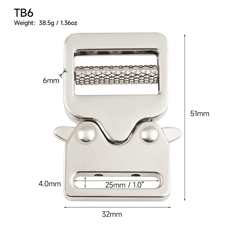 Wholesale Tactical Vest Buckle 1 Inch Side Tactical Quick Release Belt Buckle 25mm Silver Tactical Buckle for Dog Collar