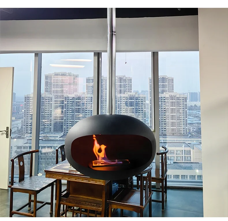 Modern Design Villa Decoration Fire Freestanding Hanging Fireplace Real Flame Ethanol