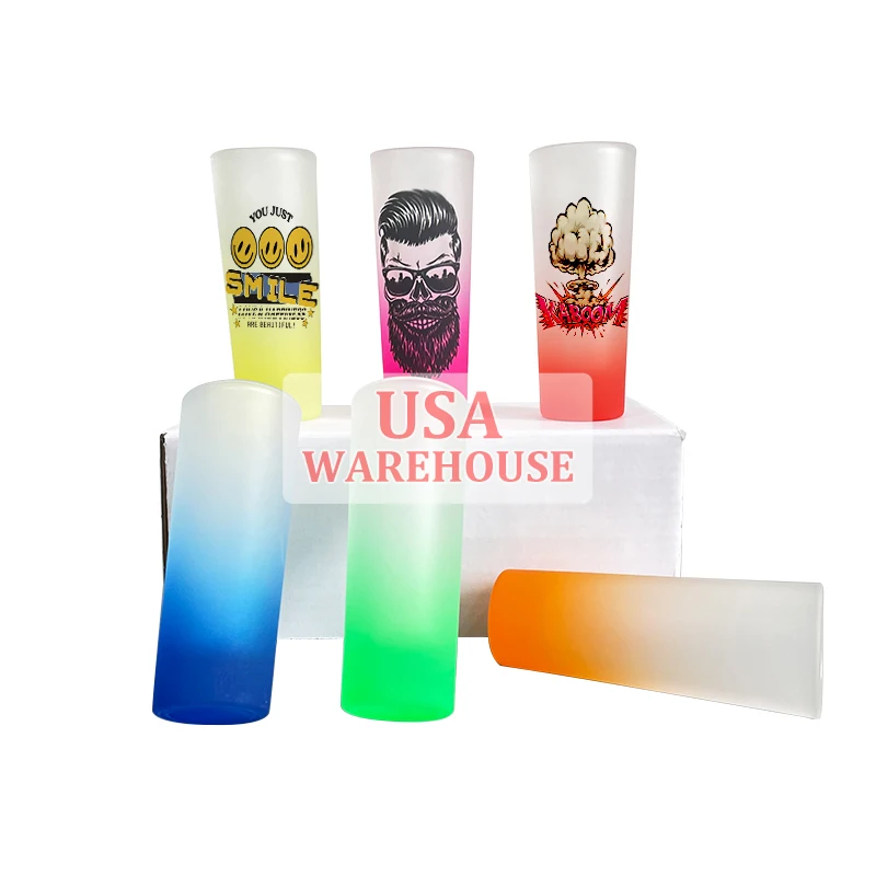 wholesale 2.5oz 3oz gradient frosted Shot Glasses for Vodka,Spirits,Liquor ombre shot glasses for sublimation and customization
