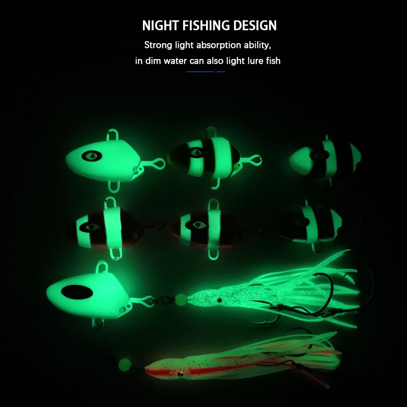 Jetshark Metal Slow Jig Head Luminous Fishing Jigging Bait Slider Octopus Assist Hook Rigs Squid Skirt Saltwater Jigging Lure