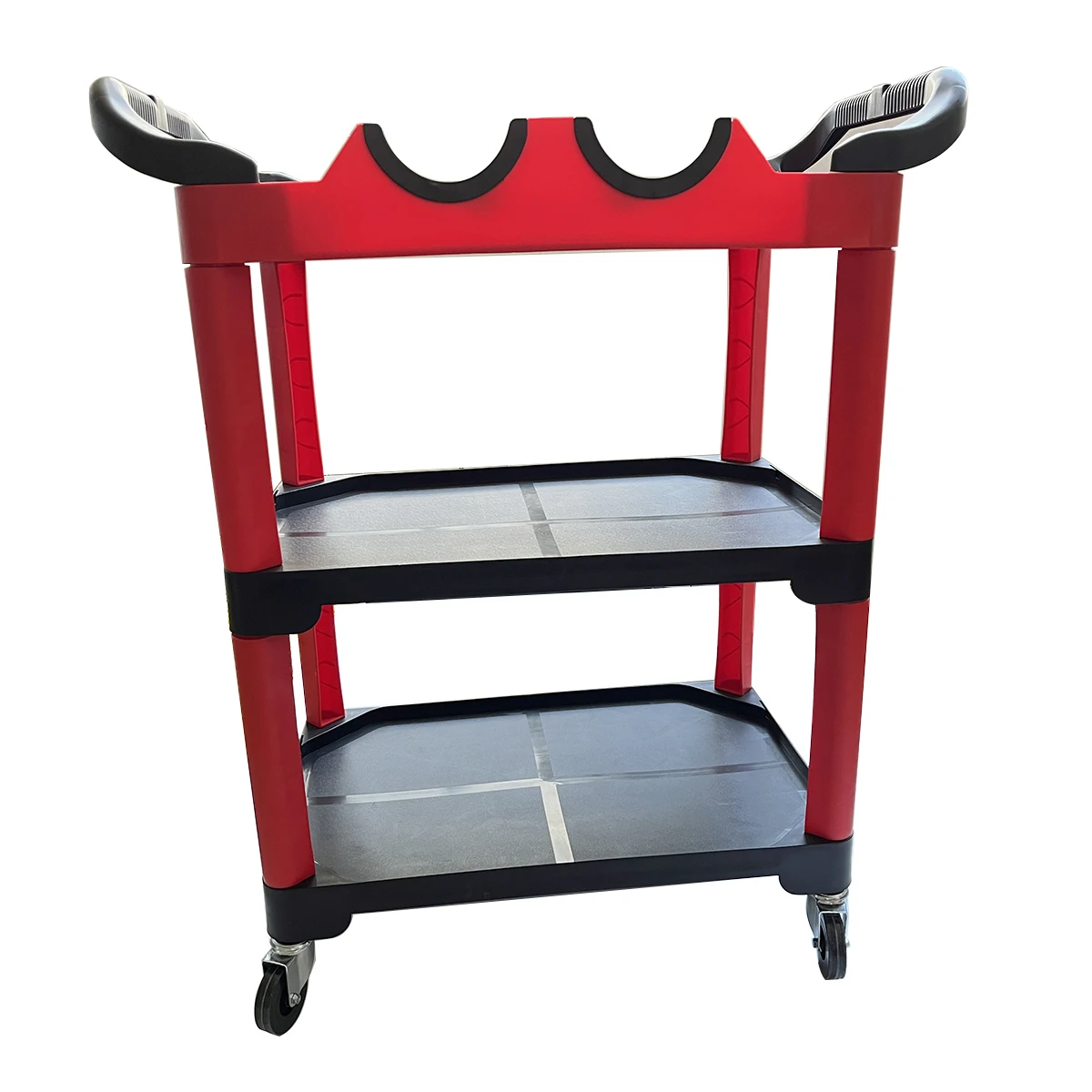 Folding Plastic Cart With Wheels 3 Shelf Tool Cart For Home Warehouse