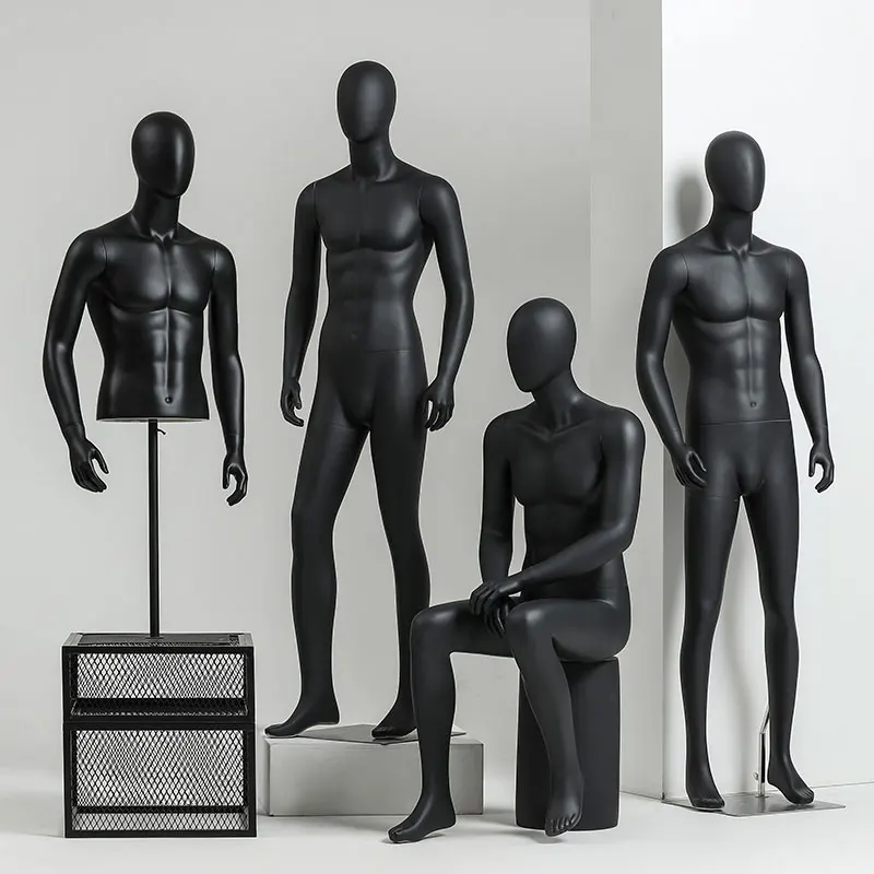 Hot Sale Full Body Male Matte Dark Grey Mannequin Lifelike Male Dummy Stand Mannequin For Clothing Store