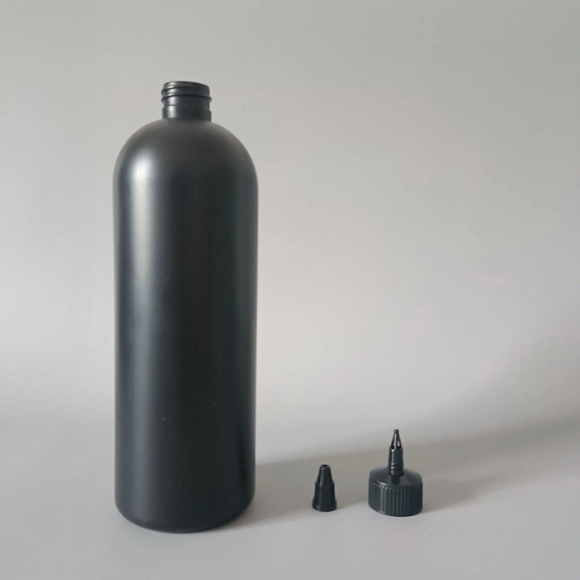 32oz 1000ml 1L HDPE plastic round shape matt black glue paint ink Oil wax polish strech cream Squeeze bottle with twist tip cap