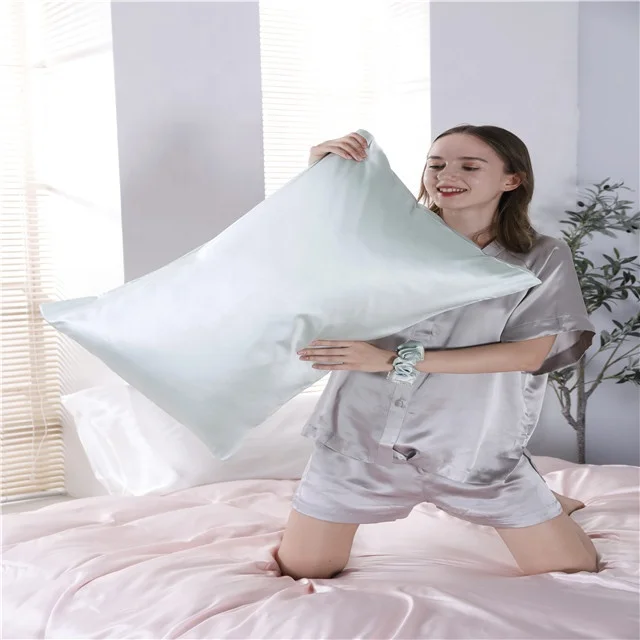 JILI Grade 6A 100%  mulberry silk pillow case for hair and skin, both side 19 momme silk