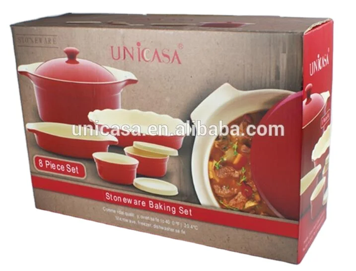 Набор керамической посуды для выпечки, прямоугольная посуда красного цвета, 10 дюймов, с крышкой и пирогом