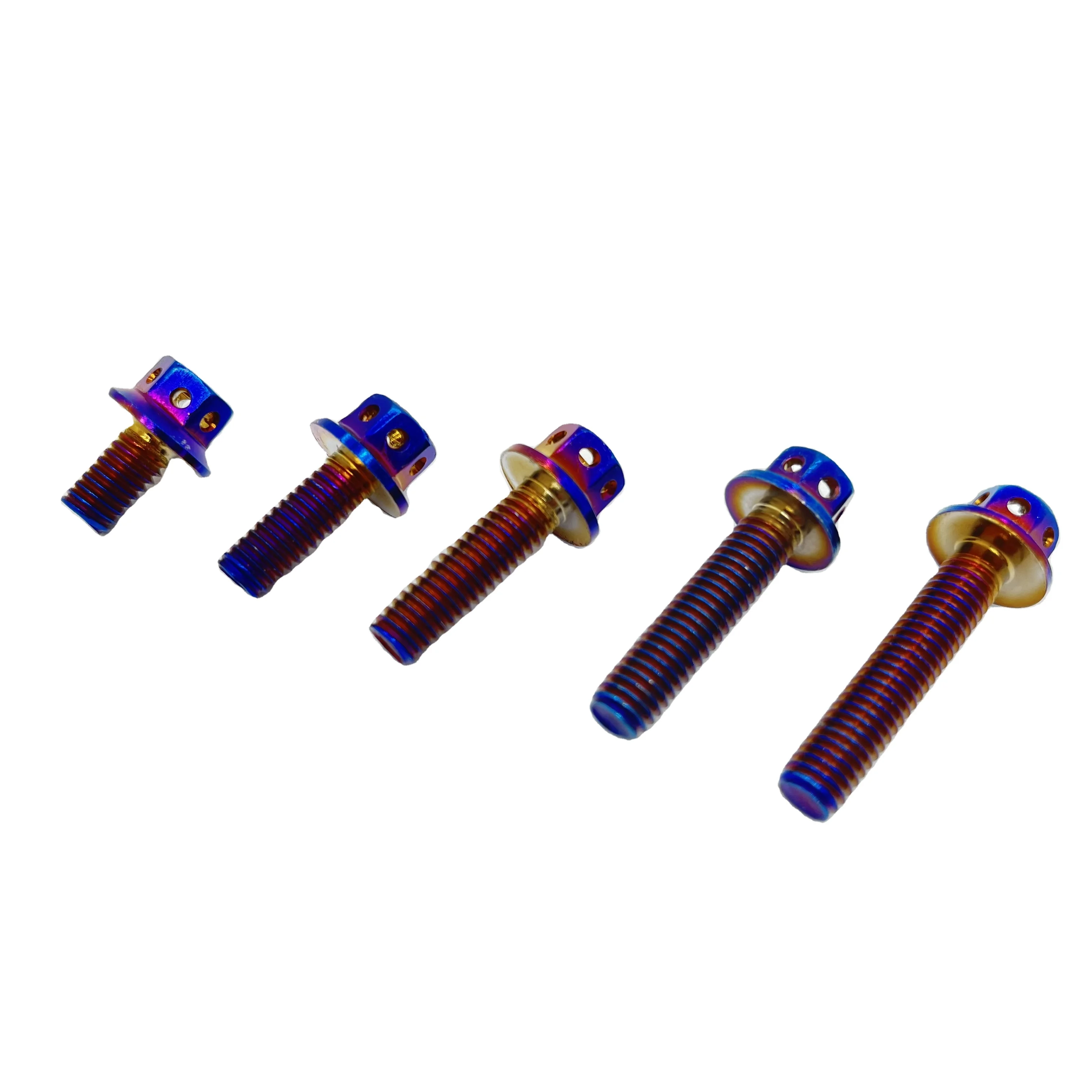 M6 Color titanium blue hexagonal perforated refitted stainless steel screws