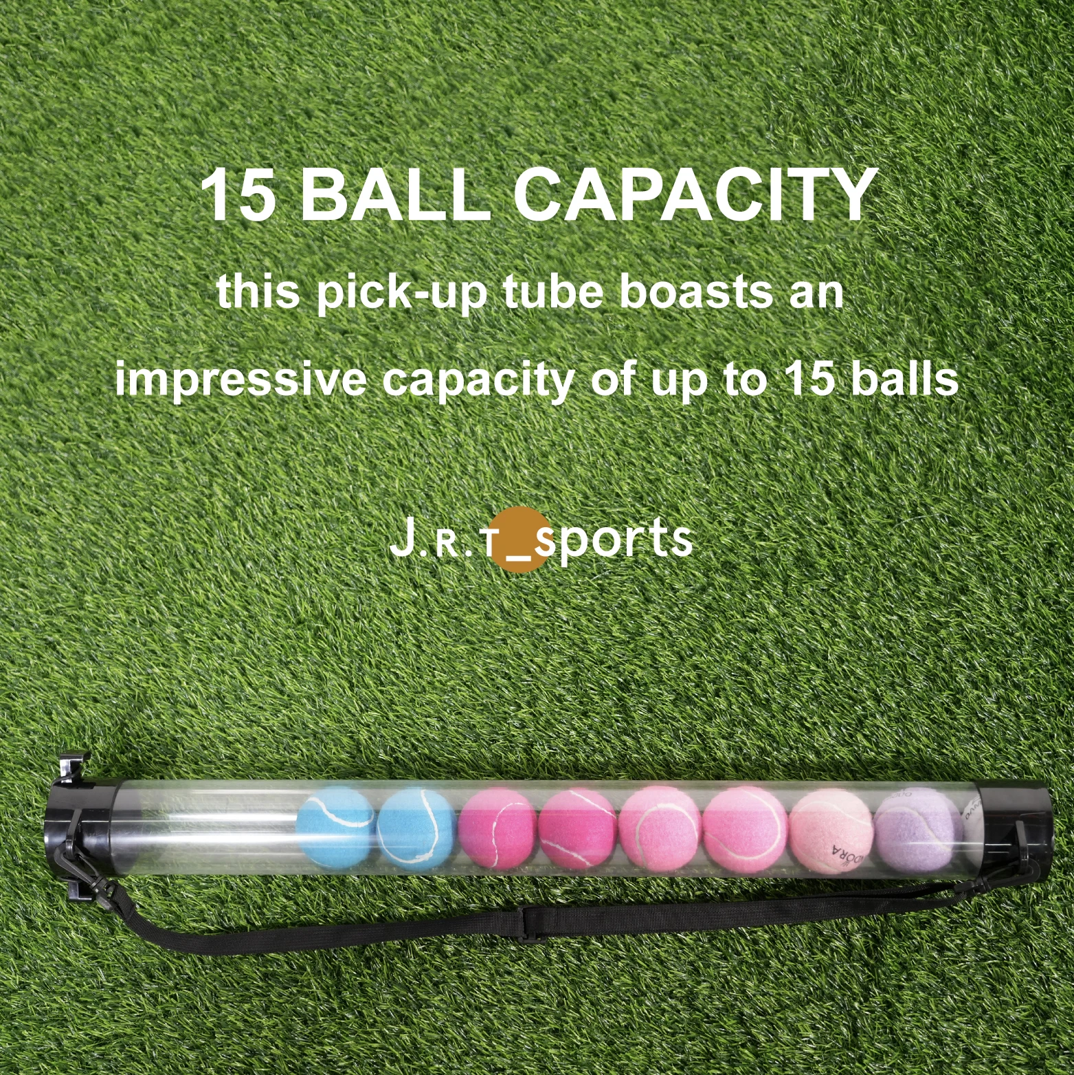 10 Balls Collector Carrier Tennis Ball Pick up Tube Hopper with Shoulder Strap
