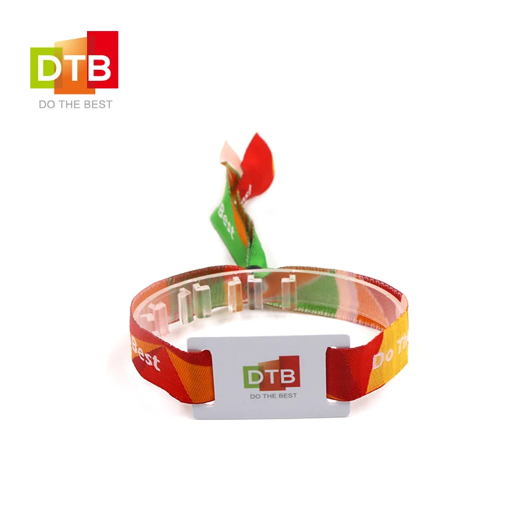 DTB 13.56mhz Cashless Payment Adjustable RFID Fabric Woven Bracelets