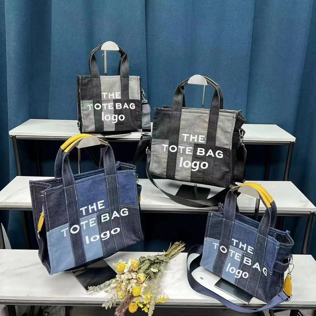 BM9632 Contrast Color Brand Jacobs the Denim tote bag custom ladies Designer Handbags Large Capacity women Canvas tote bags