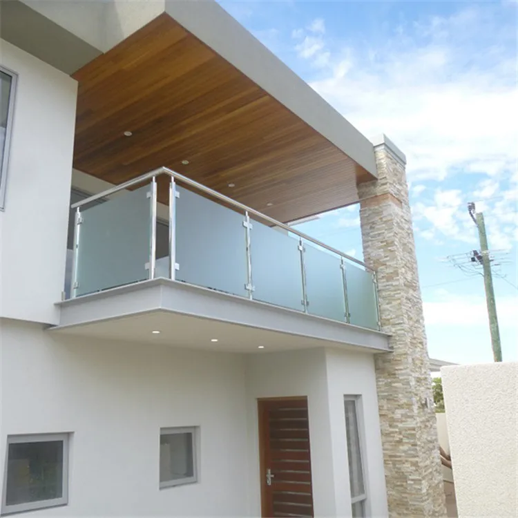 Glass Railing Design With Inox Baluster For Veranda