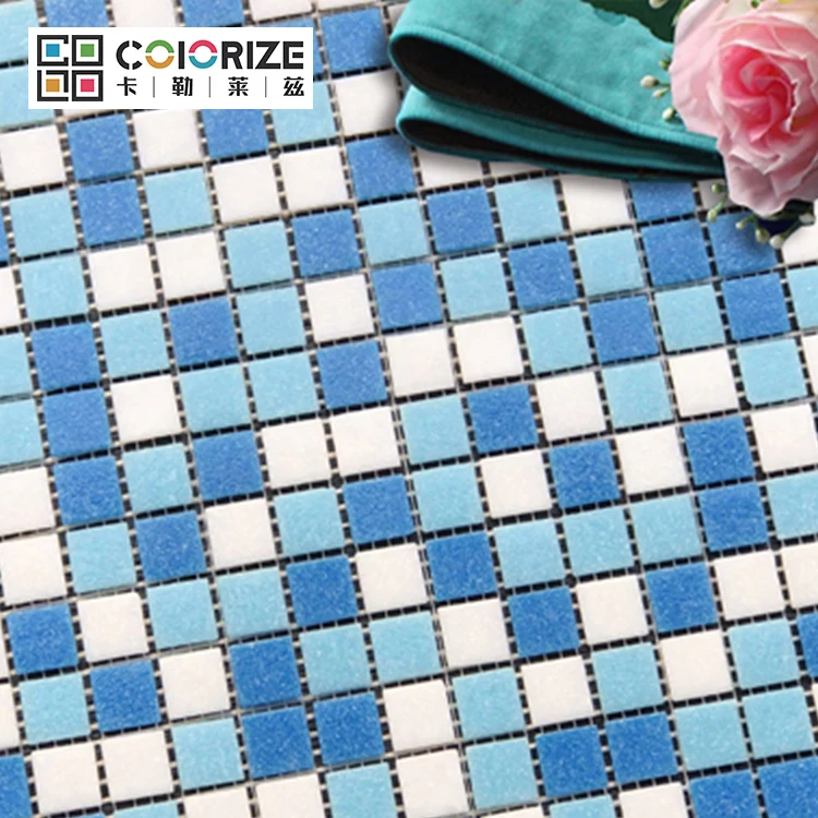 Colorize Wholesale 2.3 cm pool tiles Custom Design mix blue glass mosaic tile square mosaic swimming pool tiles