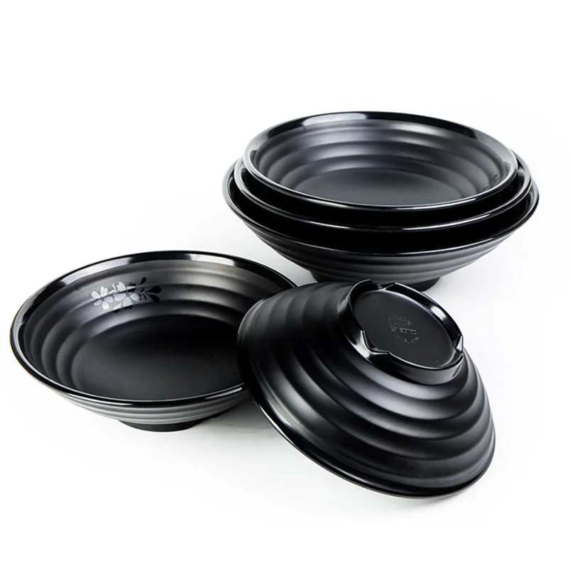 High quality restaurant black japanese melamine serving bowl