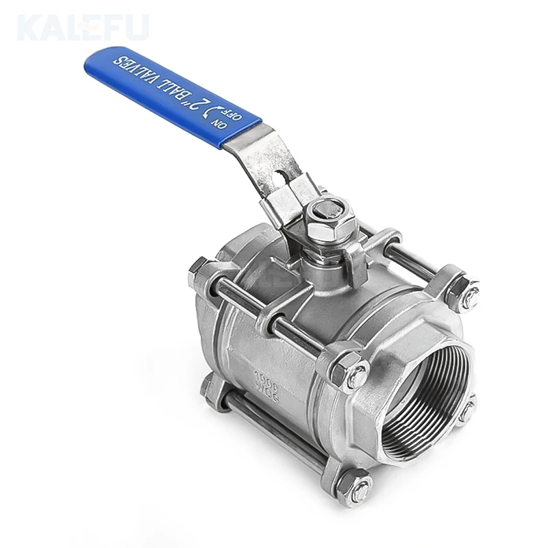 SUS304 316 Fitting Stainless Steel Female Threaded 1000 WOG PSI 3pc Ball Valve with Lock for Chemical Oil Pipeline Systems