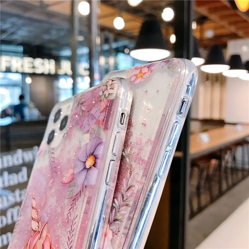 luxury Unicorn wonderland Liquid Quicksand Phone Case for oppo reno 6 4g 5g realme narzo 50a 50I Shockproof Quicksand Cover