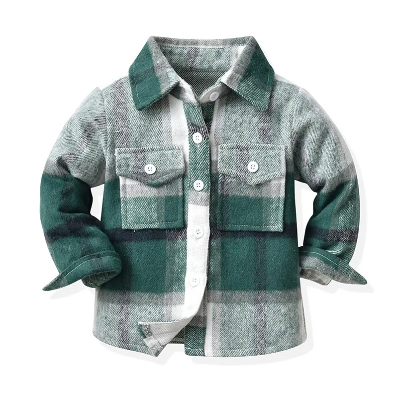 Wholesale winter thick fleece kids shirt little girls clothing plaid coat for girls fashion flannel shirts