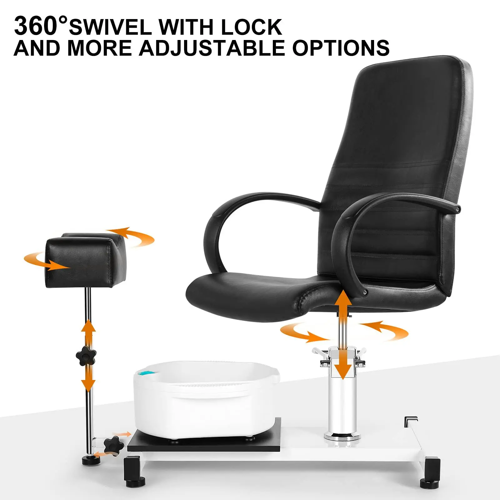 Pedicure chair hydraulic swivel spa message chair with massage basin aluminum alloy amazon hot sale