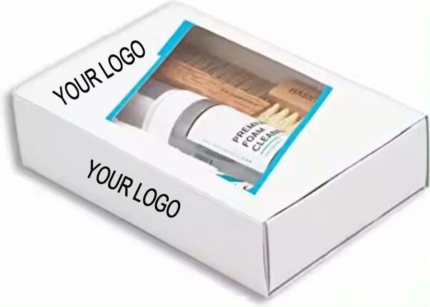 Sneaker foam Cleaner with 2 brushes + 1 microfibre cloth white shoe suede cleaner shoe cleaning set